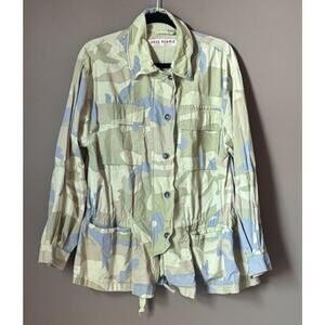 Free People Womens Field Jacket Small Green Camo Utility Lead The Way OVERSIZED